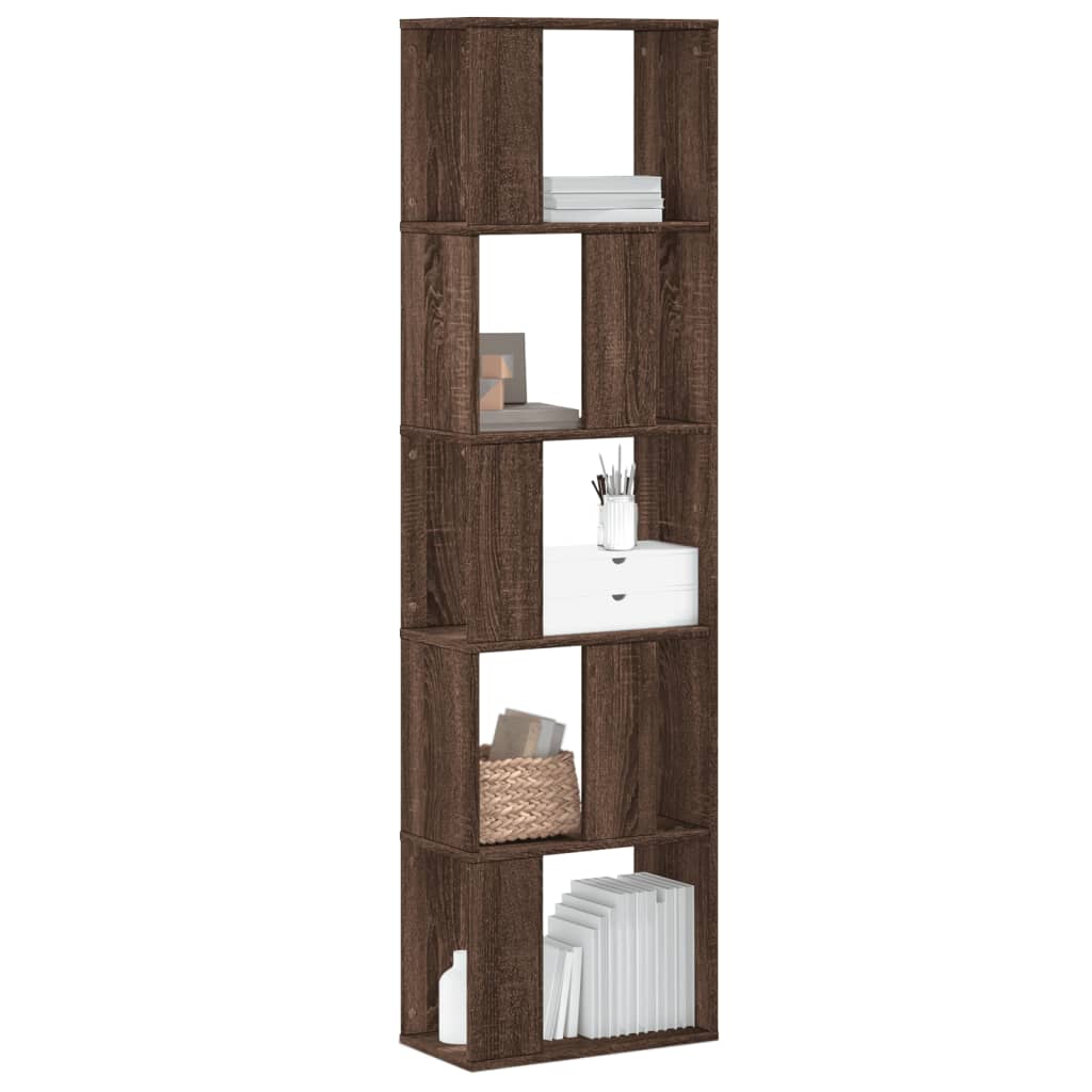 Βιβλιοθήκη 5 Επιπέδων Καφέ Δρυς 45x23,5x162,5 εκ. Επεξεργ. Ξύλο - Pakobazaar
