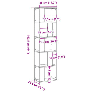 Βιβλιοθήκη 5 Επιπέδων 45x23,5x162,5 εκ. Επεξεργ. Ξύλο