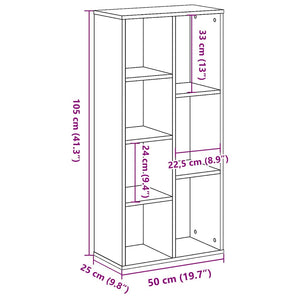 Βιβλιοθήκη Γκρι Σκυροδέματος 50x25x105 εκ. Επεξεργ. Ξύλο