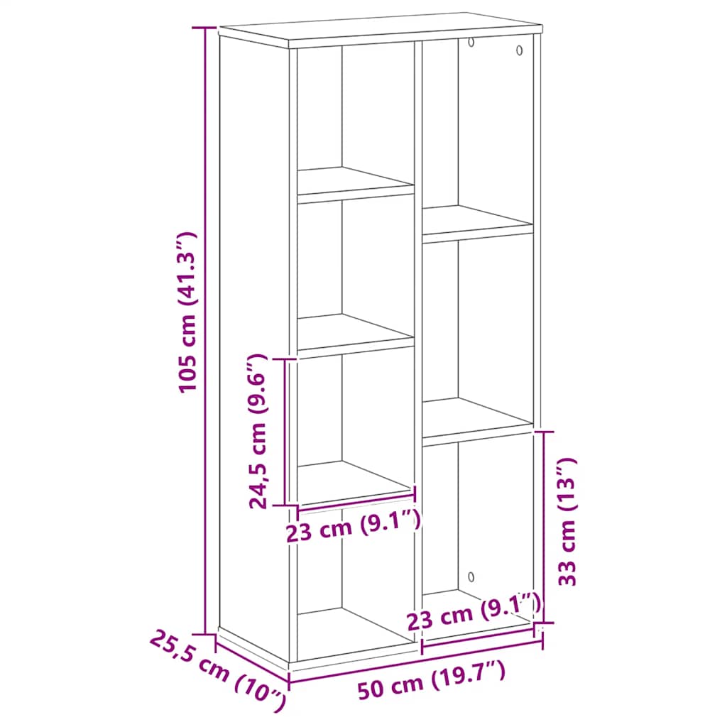Βιβλιοθήκη Αρτισιανή Δρυς 50x25x105 εκ. από Επεξεργασμένο Ξύλο