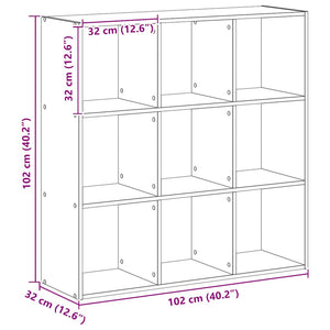 Βιβλιοθήκη Αρτισιανή Δρυς 102x32x102 εκ. από Επεξεργασμένο Ξύλο