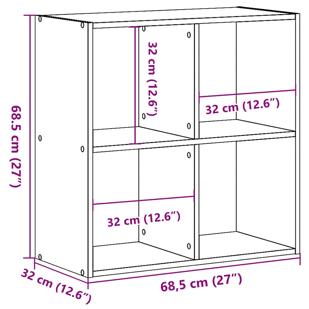 Βιβλιοθήκη Μαύρο 68,5x32x68,5 εκ. από Επεξεργασμένο Ξύλο - Pakobazaar
