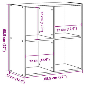 Βιβλιοθήκη Μαύρο 68,5x32x68,5 εκ. από Επεξεργασμένο Ξύλο
