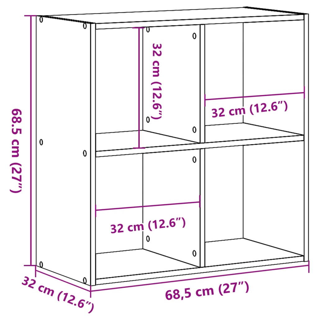 Βιβλιοθήκη Καπνιστή Δρυς 68,5x32x68,5 εκ. από Επεξεργ. Ξύλο - Pakobazaar