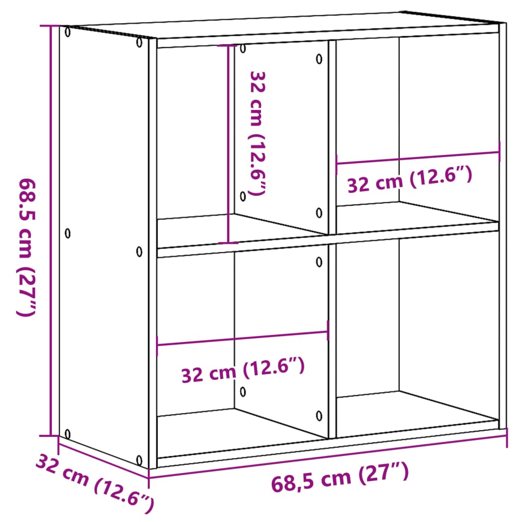 Βιβλιοθήκη Όψη Παλαιού Ξύλου 68,5x32x68,5εκ. Επεξεργασμένο Ξύλο - Pakobazaar