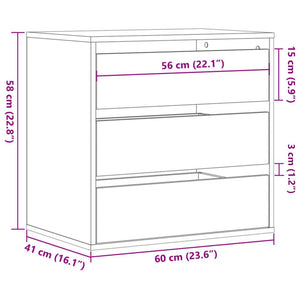 Συρταριέρα Γωνιακή Αρτισιανή Δρυς 60x41x58 εκ. Επεξεργ. Ξύλο