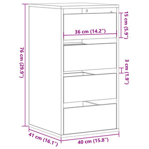 Συρταριέρα Γωνιακή Αρτισιανή Δρυς 40x41x76 εκ. Επεξεργ. Ξύλο - Pakobazaar