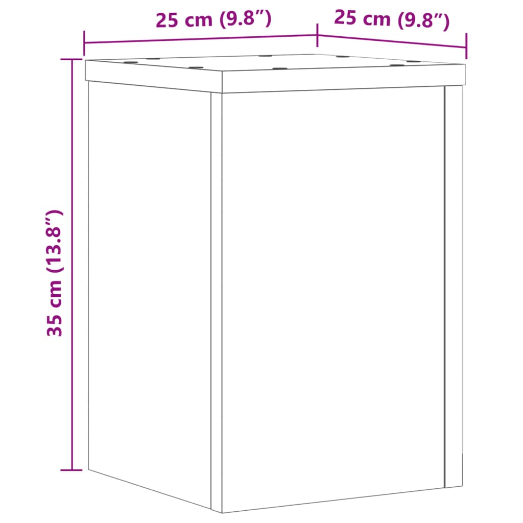 Βάσεις Φυτών 2Τεμ. Καπνιστή Δρυς 25x25x35εκ. Επεξεργασμένο Ξύλο - Pakobazaar