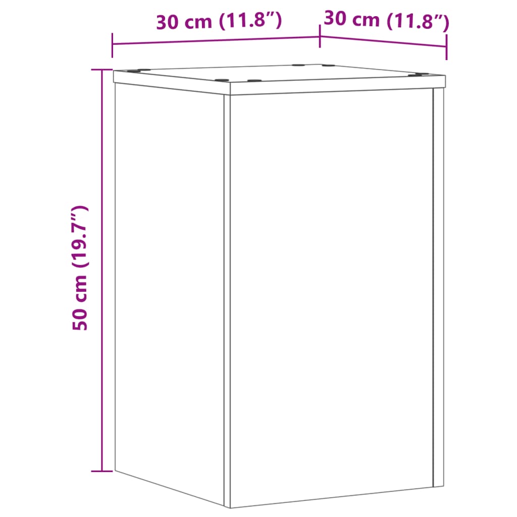 Βάσεις Φυτών 2 Τεμ. Γκρι Sonoma 30x30x50 εκ. Επεξεργασμένο Ξύλο - Pakobazaar