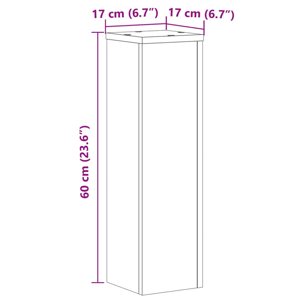Βάσεις Φυτών 2 Τεμ. Καφέ Δρυς 17x17x60 εκ. Επεξεργασμένο Ξύλο - Pakobazaar
