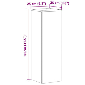 Βάσεις Φυτών 2 τεμ. Μαύρες 25x25x80 εκ. από Επεξεργασμένο Ξύλο