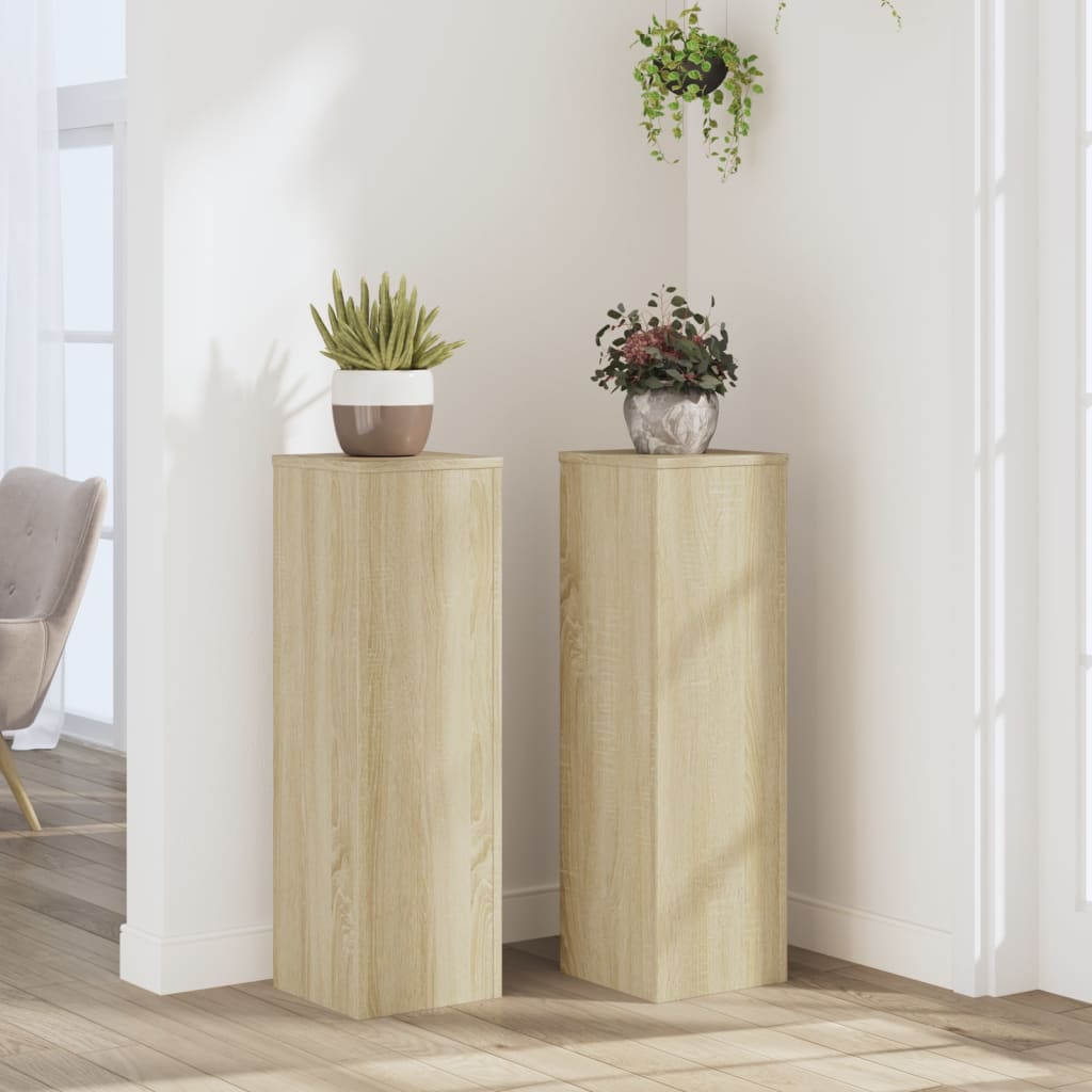 Βάσεις Φυτών 2 Τεμ. Sonoma Δρυς 25x25x80 εκ. Επεξεργασμένο Ξύλο - Pakobazaar
