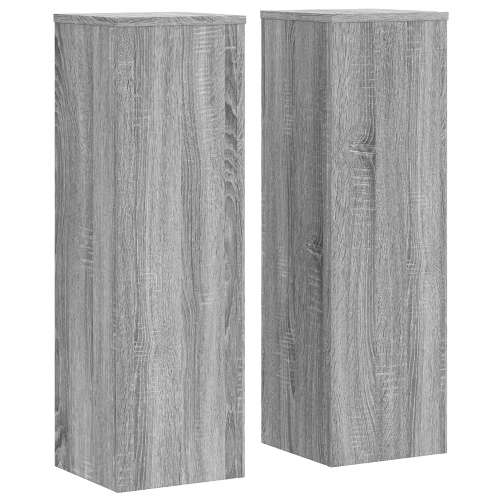 Βάσεις Φυτών 2 Τεμ. Γκρι Sonoma 25x25x80 εκ. Επεξεργασμένο Ξύλο - Pakobazaar