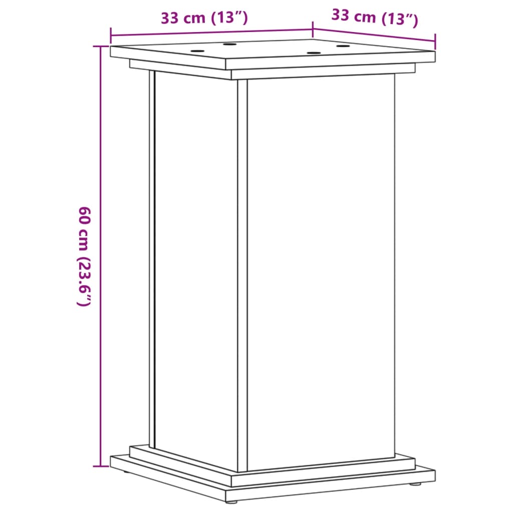 Βάσεις Φυτών Καφέ Δρυς 33x33x60 εκ. Επεξεργασμένο Ξύλο