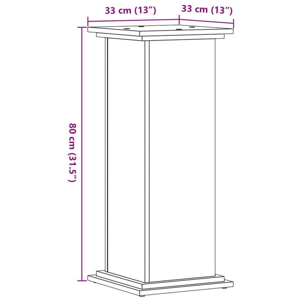 Βάσεις Φυτών Καπνιστή Δρυς 33x33x80 εκ Επεξεργασμένο Ξύλο - Pakobazaar