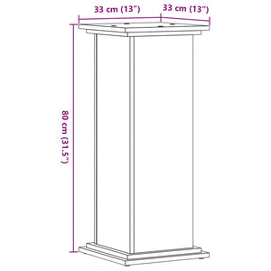 Βάσεις Φυτών Καφέ Δρυς 33x33x80 εκ. Επεξεργασμένο Ξύλο