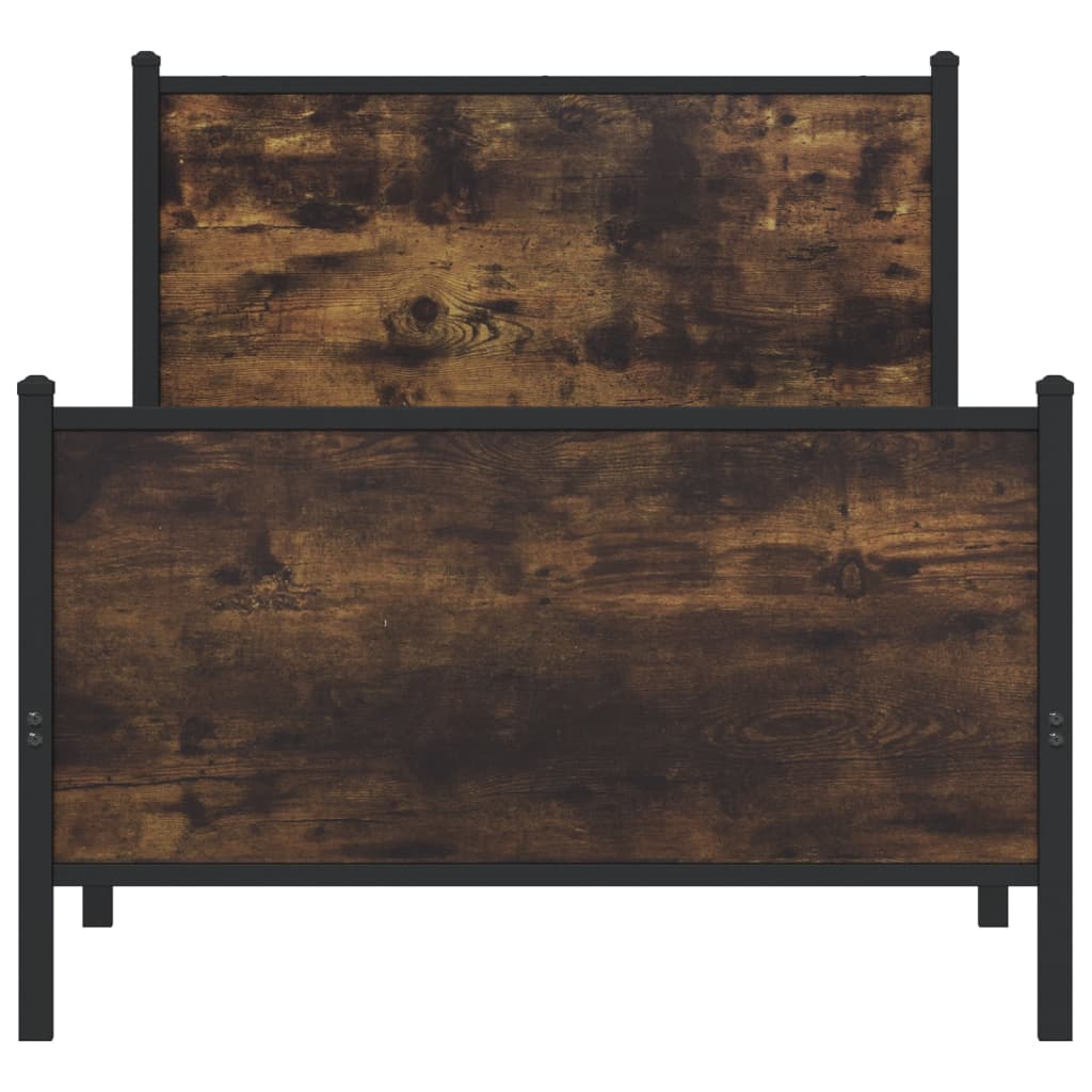 Σκελετός Κρεβ. Χωρίς Στρώμα Καπνιστή Δρυς 75x190 εκ. Μεταλλικό