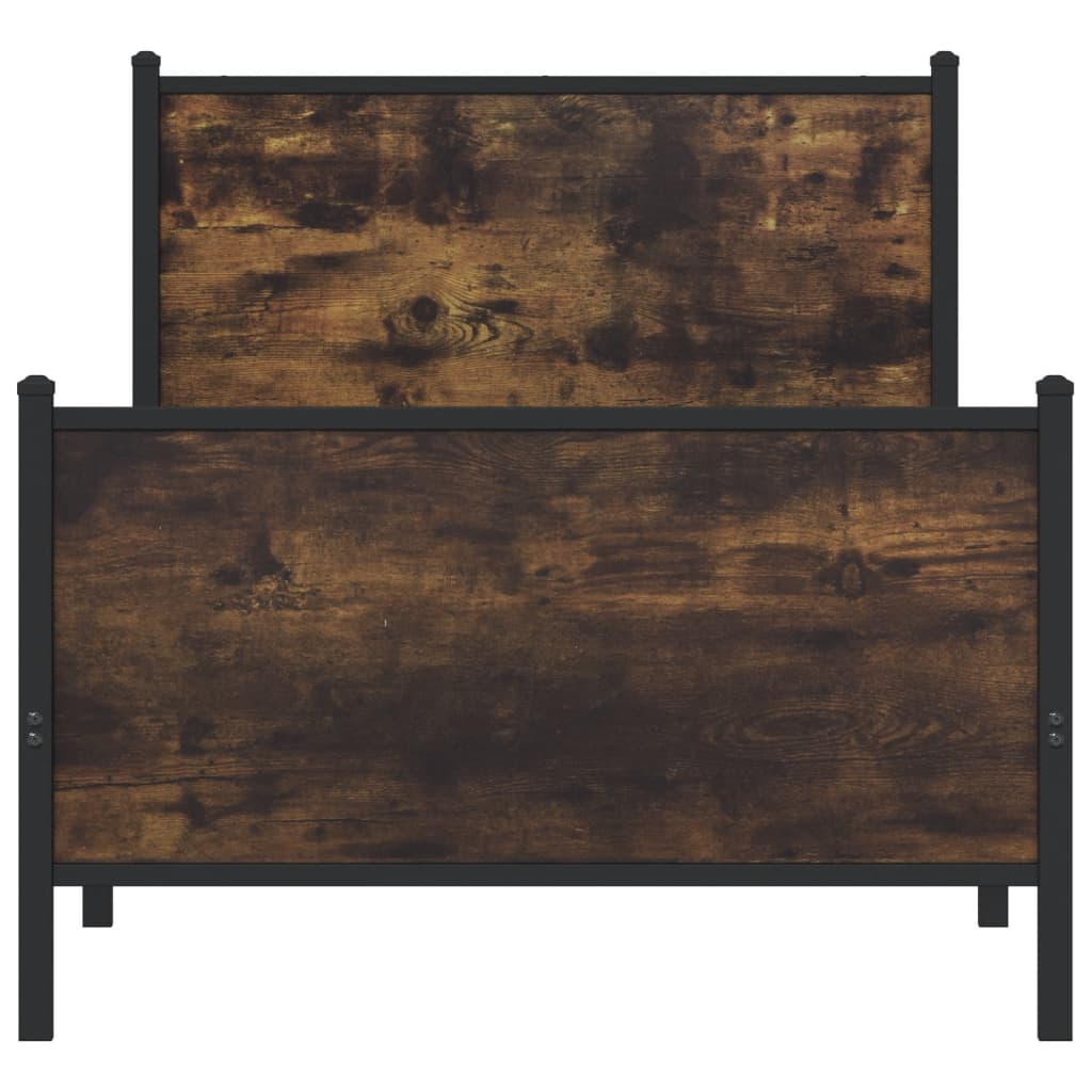 Σκελετός Κρεβ. Χωρίς Στρώμα Καπνιστή Δρυς 90x200 εκ. Μεταλλικό