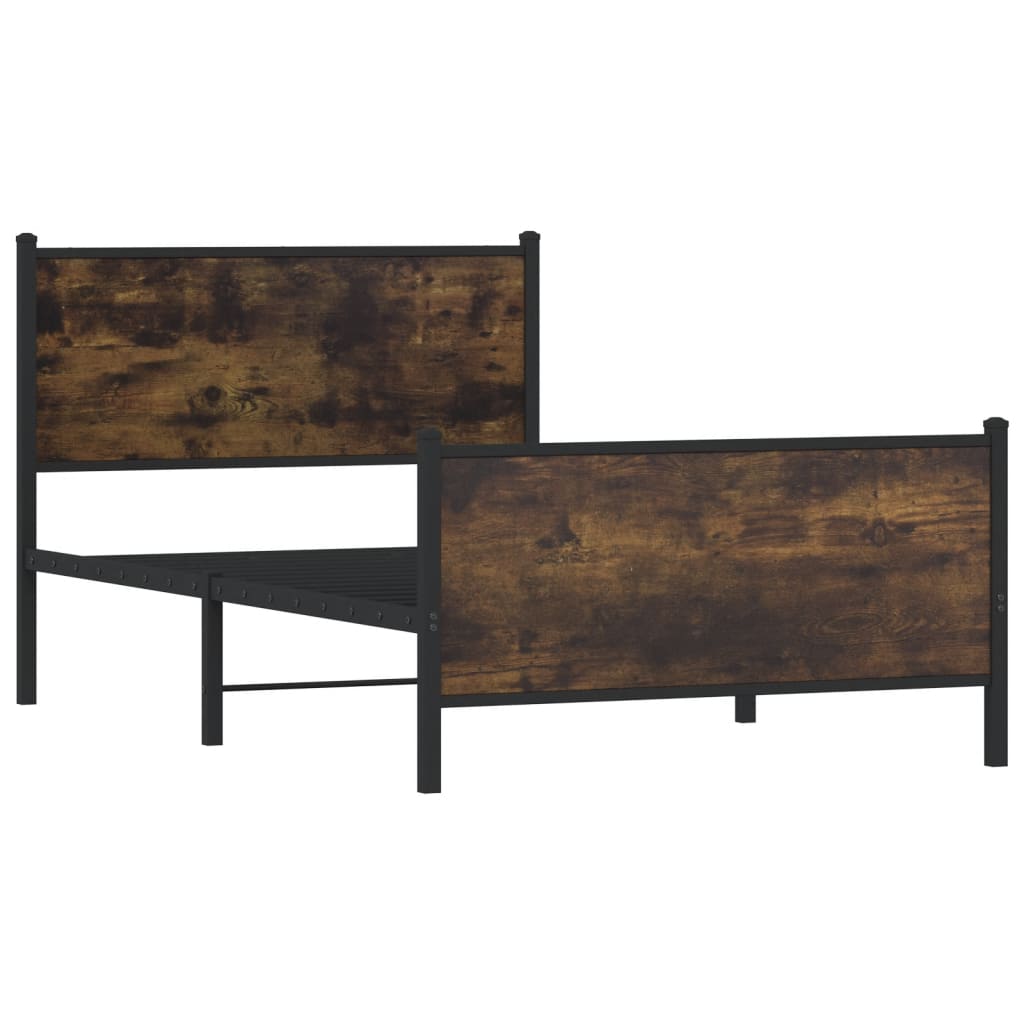 Σκελετός Κρεβ. Χωρίς Στρώμα Καπνιστή Δρυς 100x200 εκ. Μεταλλικό - Pakobazaar