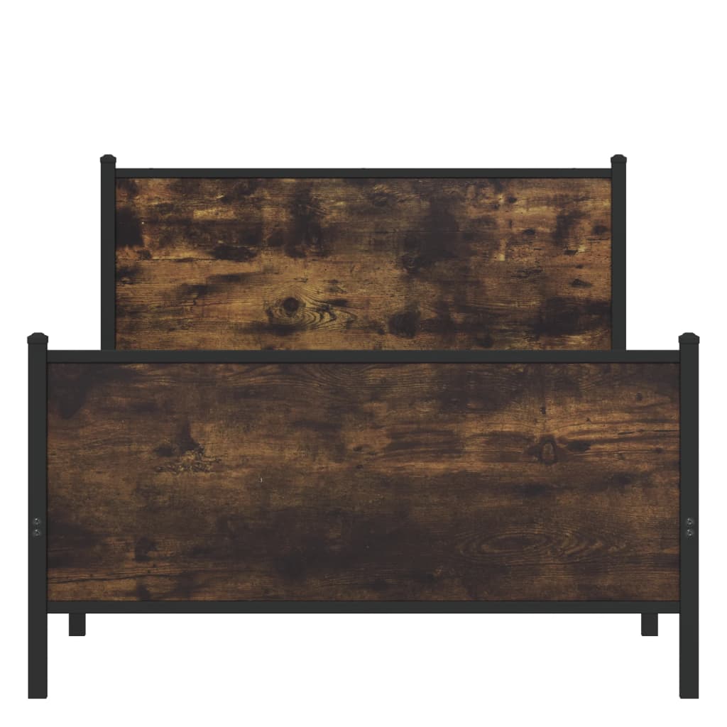 Σκελετός Κρεβ. Χωρίς Στρώμα Καπνιστή Δρυς 107x203 εκ. Μεταλλικό