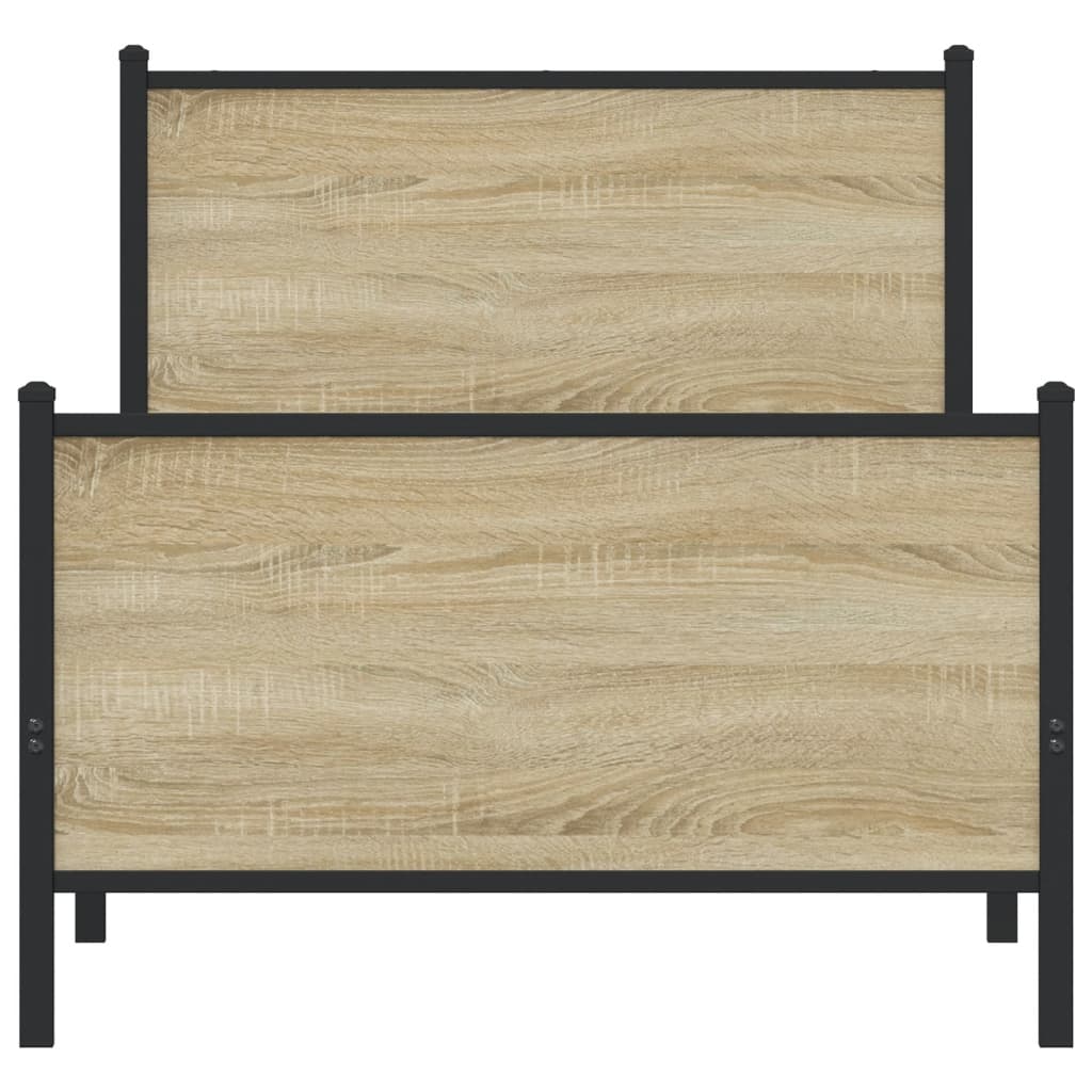 Σκελετός Κρεβ. Χωρίς Στρώμα Sonoma Δρυς 90x200 εκ. Μεταλλικό