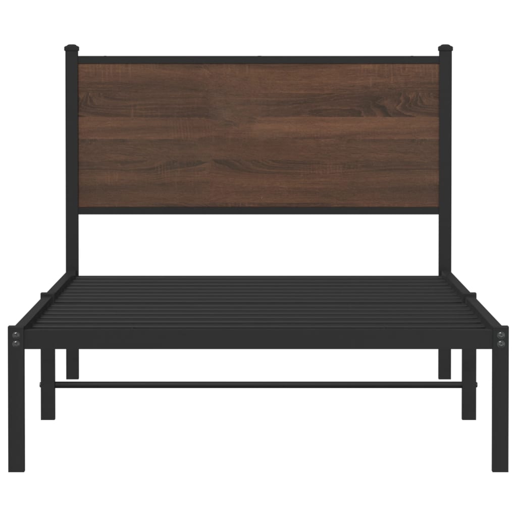 Μεταλλικό πλαίσιο κρεβατιού χωρίς στρώμα καφέ δρυς 100x200 cm