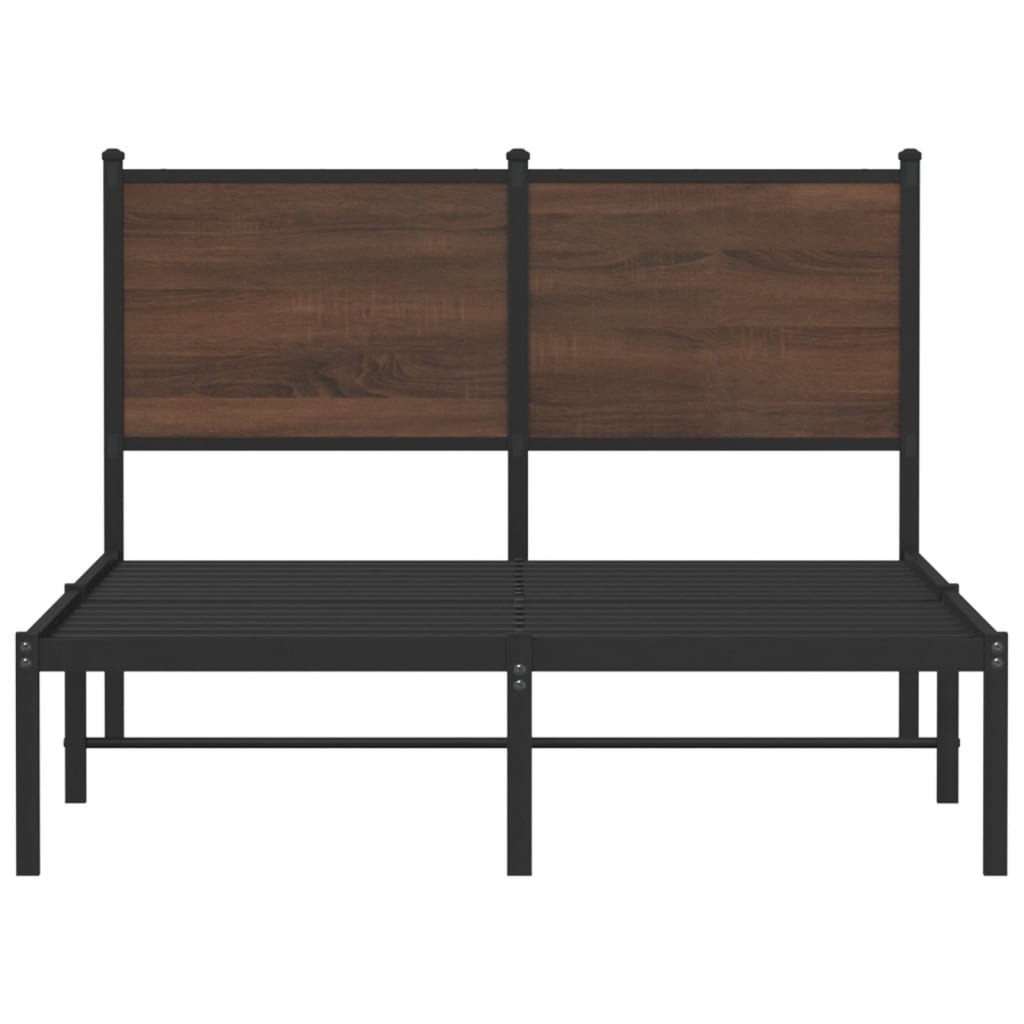 Μεταλλικό πλαίσιο κρεβατιού χωρίς στρώμα καφέ δρυς 120x190 cm