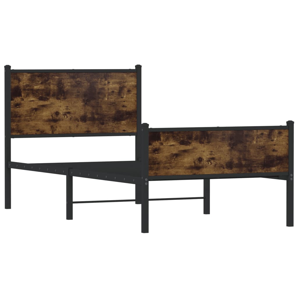 Σκελετός Κρεβ. Χωρίς Στρώμα Καπνιστή Δρυς 80x200 εκ. Μεταλλικό