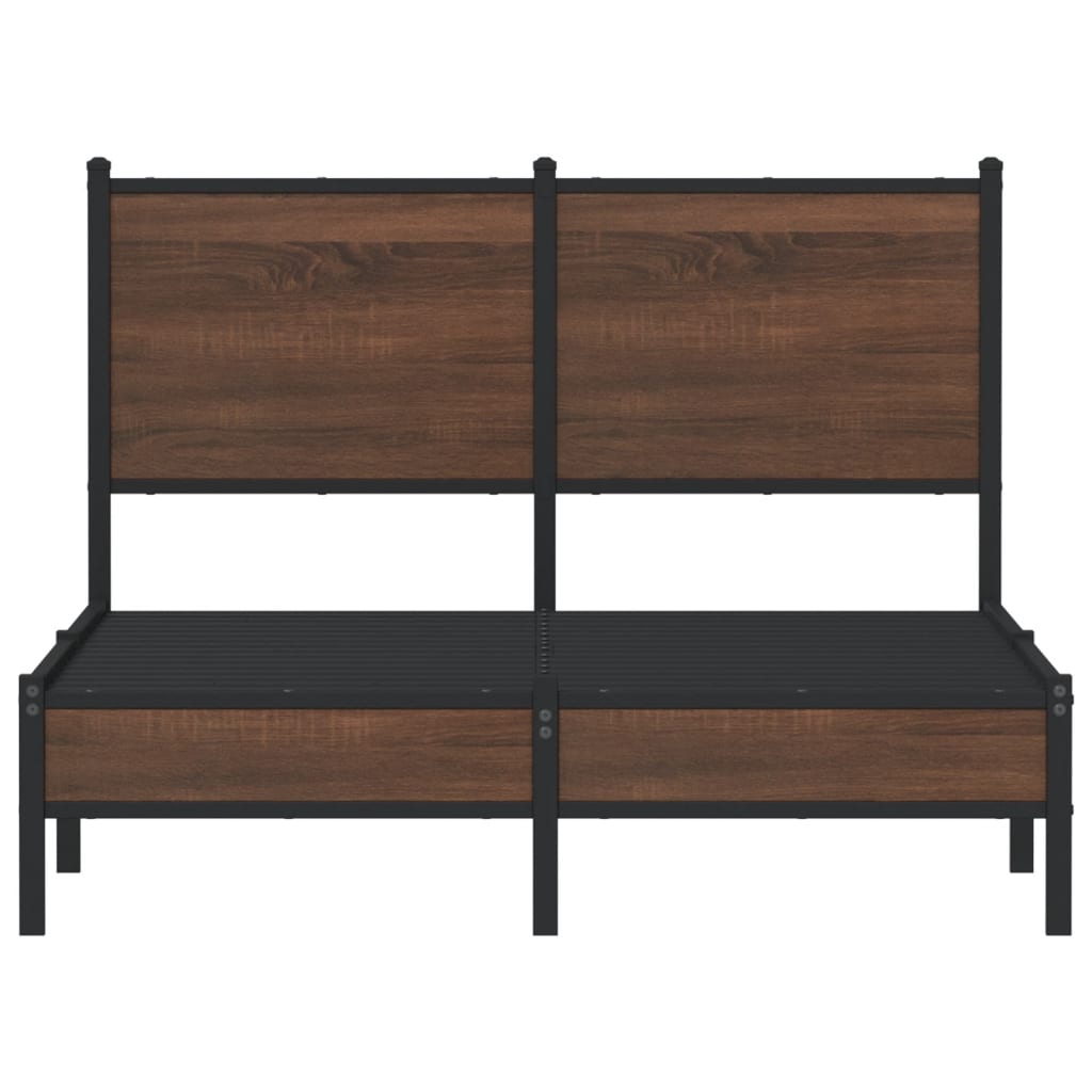 Μεταλλικό πλαίσιο κρεβατιού χωρίς στρώμα καφέ δρυς 120x190 cm