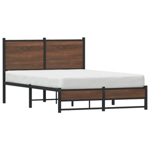 Μεταλλικό πλαίσιο κρεβατιού χωρίς στρώμα καφέ δρυς 120x190 cm