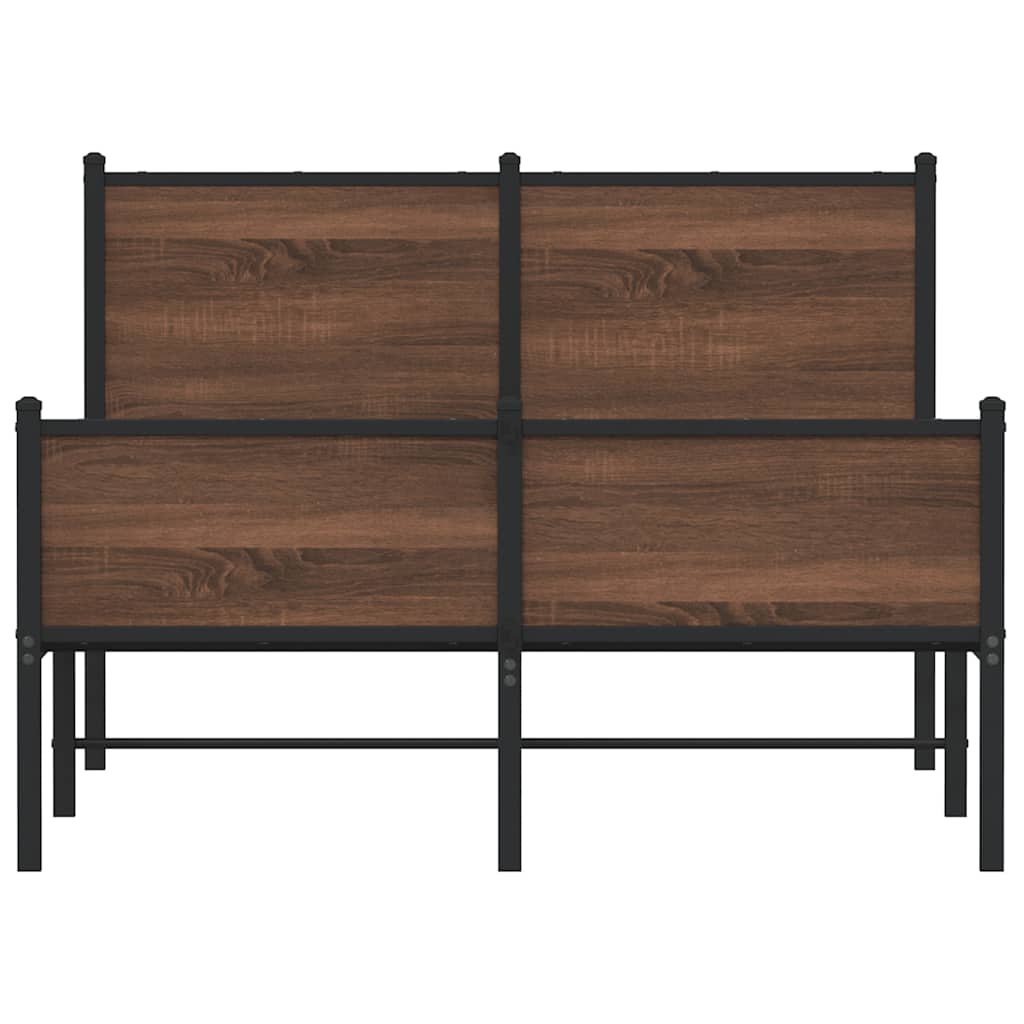 Μεταλλικό πλαίσιο κρεβατιού χωρίς στρώμα καφέ δρυς 120x200 cm
