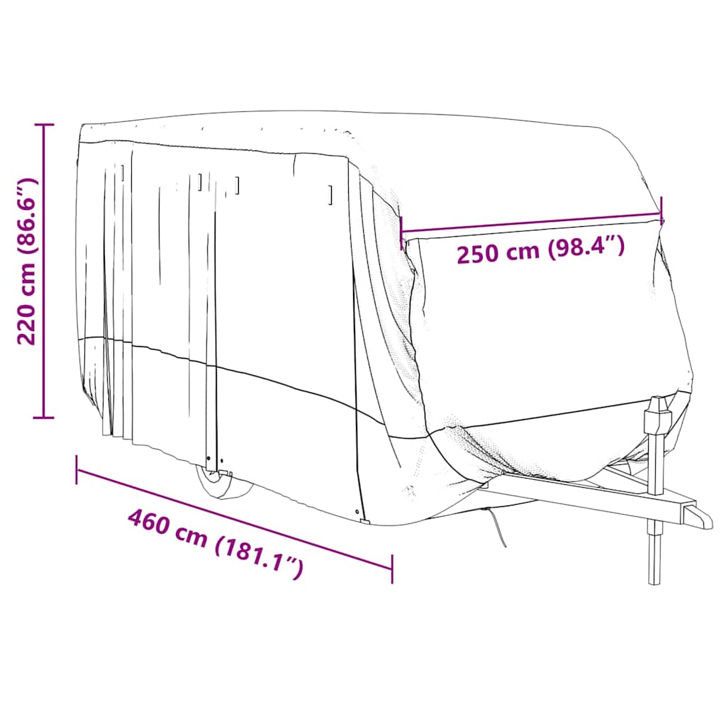 Κάλυμμα τροχόσπιτου Γκρι 460x250x220 cm Μη υφασμένο ύφασμα