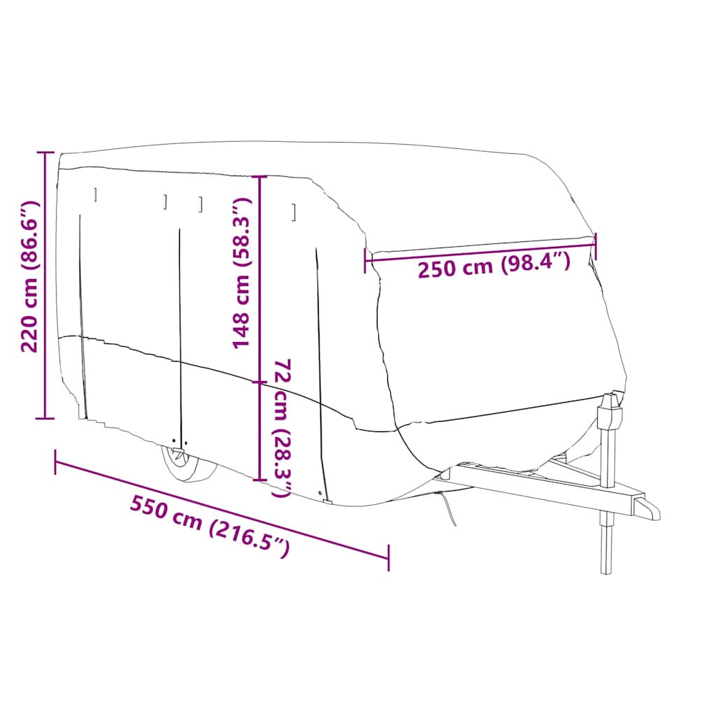 Κάλυμμα τροχόσπιτου Γκρι 550x250x220 cm Μη υφασμένο ύφασμα