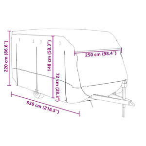 Κάλυμμα τροχόσπιτου Γκρι 550x250x220 cm Μη υφασμένο ύφασμα