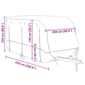 Κάλυμμα τροχόσπιτου Γκρι 670x250x220 cm Μη υφασμένο ύφασμα - Pakobazaar