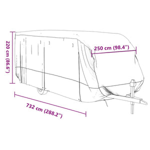 Κάλυμμα τροχόσπιτου Γκρι 732x250x220 cm Μη υφασμένο ύφασμα