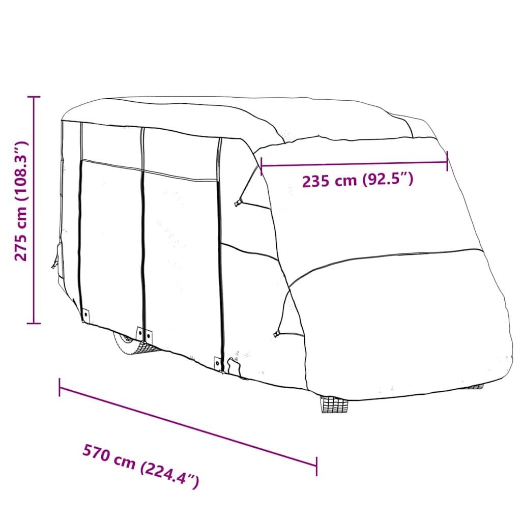 Καλύμματα αυτοκινούμενων γκρι 570x235x275 cm μη υφασμένο ύφασμα - Pakobazaar