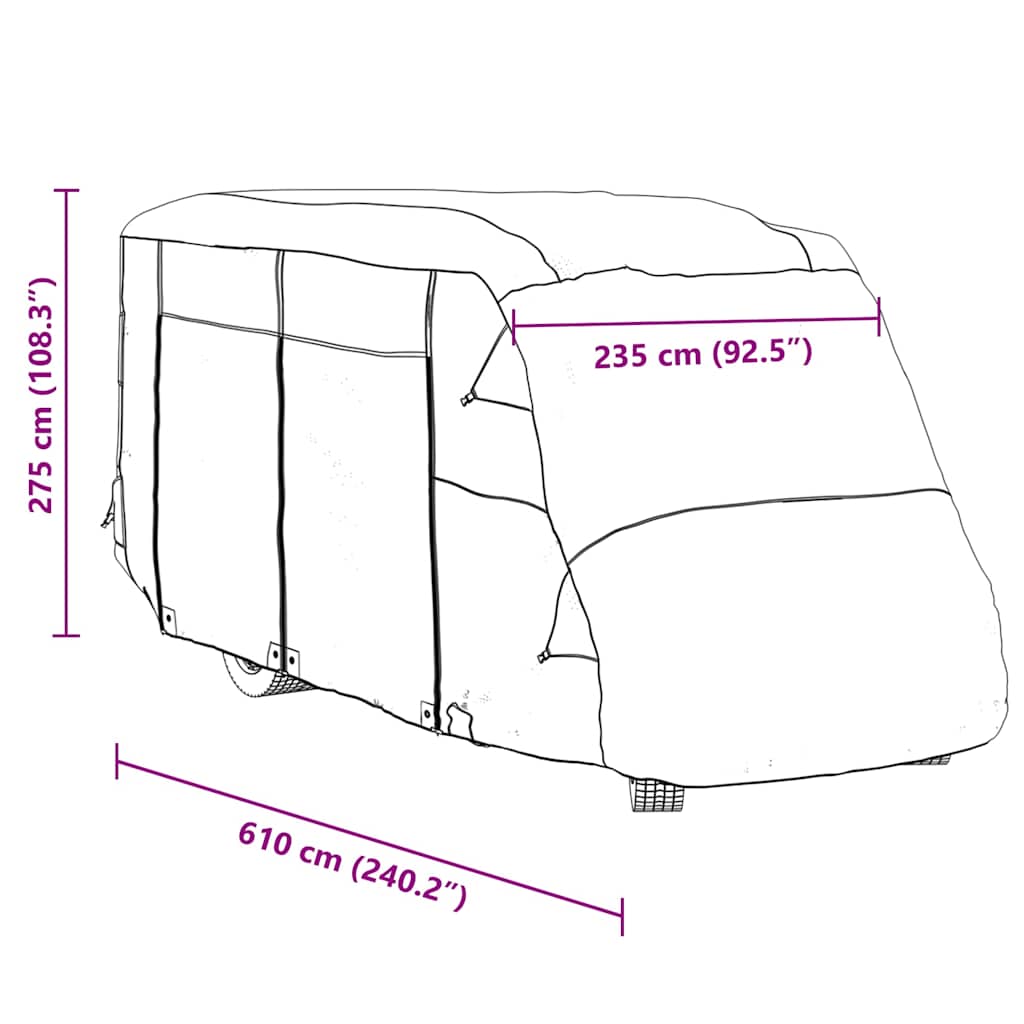 Καλύμματα αυτοκινούμενων γκρι 610x235x275 cm μη υφασμένο ύφασμα - Pakobazaar