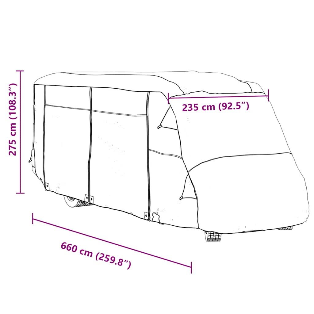 Καλύμματα αυτοκινούμενων γκρι 660x235x275 cm μη υφασμένο ύφασμα - Pakobazaar