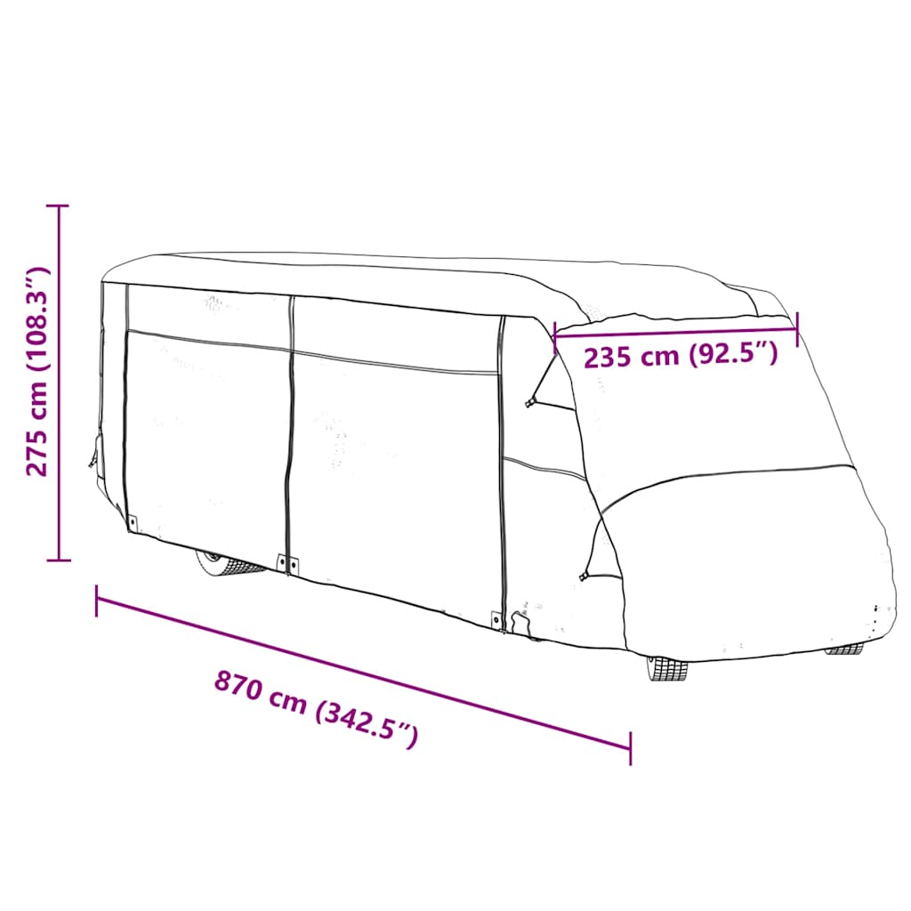 Καλύμματα αυτοκινούμενων γκρι 870x235x275 cm μη υφασμένο ύφασμα