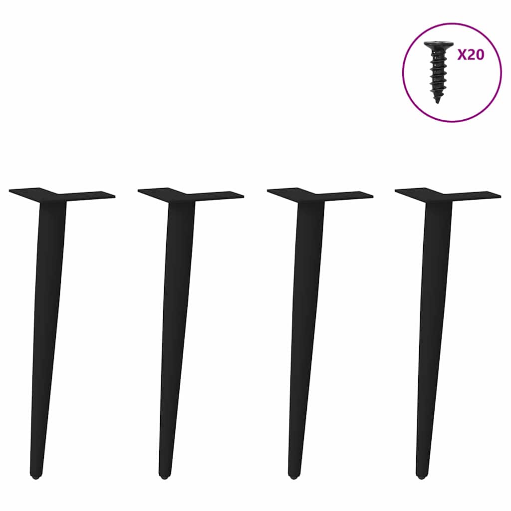Πόδια Τραπεζιού Σαλονιού Κωνικού Σχήματος 4 τεμ. Μαύρο Ατσάλι 42-43 εκ.