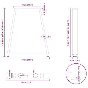 Πόδια Τραπεζαρίας Σχήματος V 2 τεμ. Μαύρο 60x(72-73,3) εκ. Ατσάλι