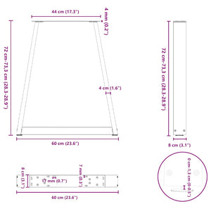 Πόδια Τραπεζαρίας Σχήματος V 2 τεμ. Ανθρακί 60x(72-73,3) εκ. Ατσάλι
