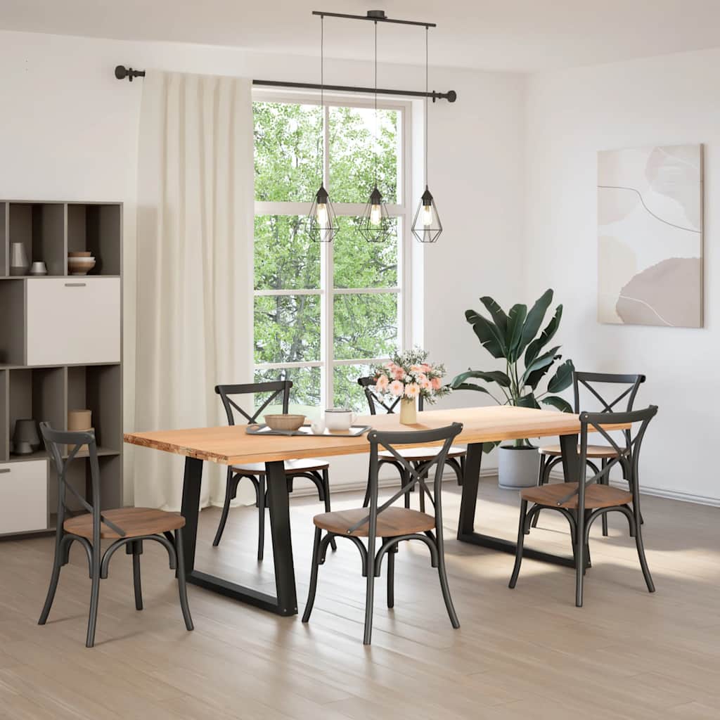 Πόδια Τραπεζαρίας Σχήματος V 2 τεμ. Μαύρο 90x(72-73,3) εκ. Ατσάλι