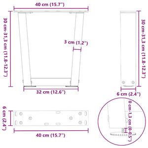 Πόδια Τραπεζιού Σαλονιού Σχήματος V 2 τεμ. Λευκά 40x(30-31,3) εκ. Ατσάλι