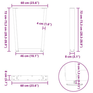 Πόδια Τραπεζαρίας Σχήματος V 2 τεμ. Μαύρο 60x(72-73,3) εκ. Ατσάλι
