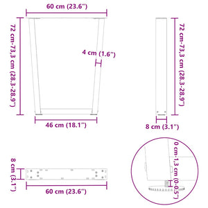Πόδια Τραπεζαρίας Σχήματος V 2 τεμ. Λευκά 60x(72-73,3) εκ. Ατσάλι - Pakobazaar