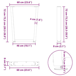 Πόδια Τραπεζαρίας Σχήματος V 2 τεμ. Ανθρακί 60x(72-73,3) εκ. Ατσάλι