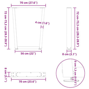 Πόδια Τραπεζαρίας Σχήματος V 2 τεμ. Μαύρο 70x(72-73,3) εκ. Ατσάλι