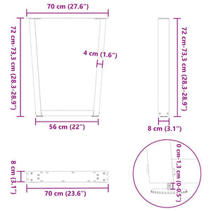 Πόδια Τραπεζαρίας Σχήματος V 2 τεμ. Ανθρακί 70x(72-73,3) εκ. Ατσάλι